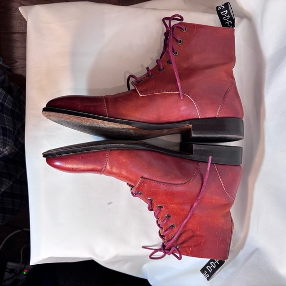 JOHN FLUEVOG Sz 9 The Gateway Lace Up Boots Leather Cognac Made in Vietnam - Picture 3 of 16